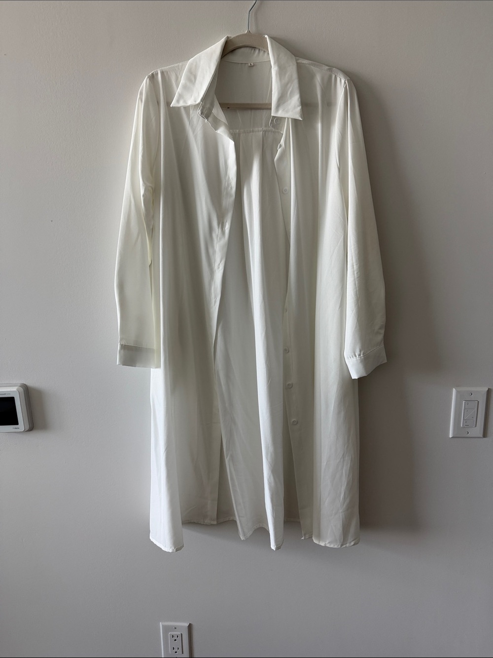 Long White Button-Front Shirt Dress